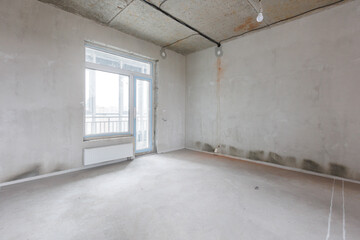 interior of the apartment without decoration in gray colors