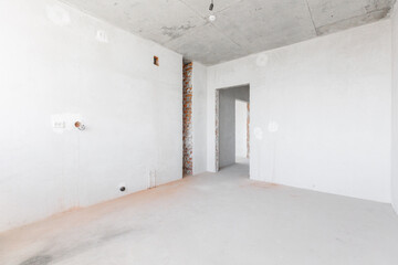 interior of the apartment without decoration in gray colors
