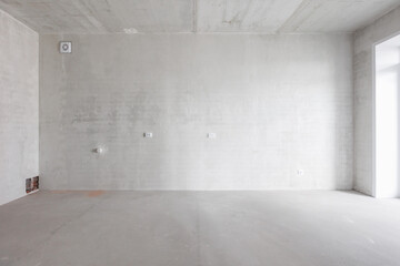 interior of the apartment without decoration in gray colors