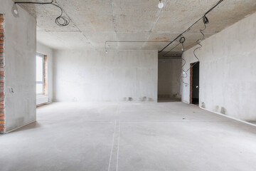 interior of the apartment without decoration in gray colors