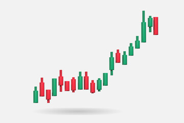 Candlestick chart isolated on white background, financial and stock markets, Minimal concept trading crypto currency, investment trading, exchange, forex, financial, 
