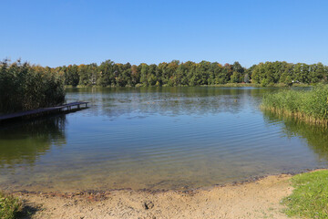 View at the idyllic little Stienitz lake (Kleiner Stienitzsee) in federal state Brandenburg, Germany