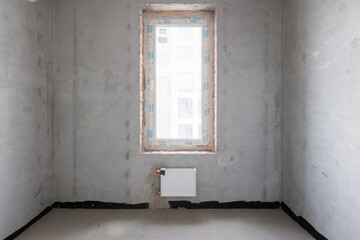 interior of the apartment without decoration in gray colors