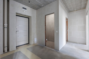 interior of the apartment without decoration in gray colors