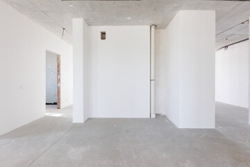 interior of the apartment without decoration in gray colors