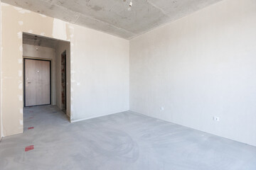 interior of the apartment without decoration in gray colors
