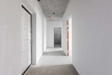interior of the apartment without decoration in gray colors