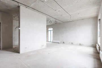 interior of the apartment without decoration in gray colors