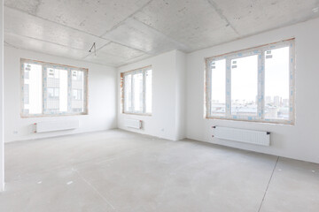 interior of the apartment without decoration in gray colors