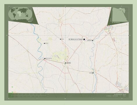 Al Gharbiyah, Egypt. OSM. Labelled points of cities