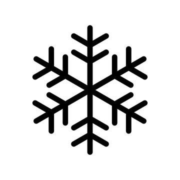 Snowflake outline icon isolated on white background. Decorative element for Christmas and New Year design. Vector graphics