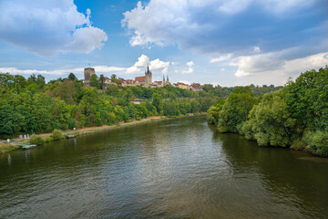 Fototapeta na wymiar The river Neckar near Bad Wimpfen. Neckartal, Baden-Wuerttemberg, Germany, Europe