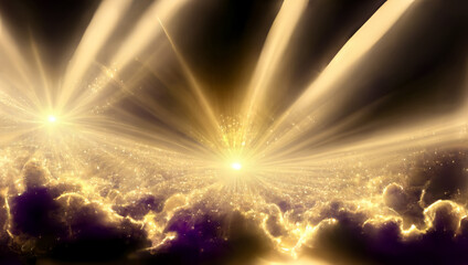 Fototapeta premium glitter vintage lights texture. gold abstract background. Golden rays and sparkles. defocused circle bokeh. 3D Rendering