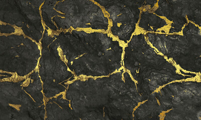 Rocks with veins in gold fluor