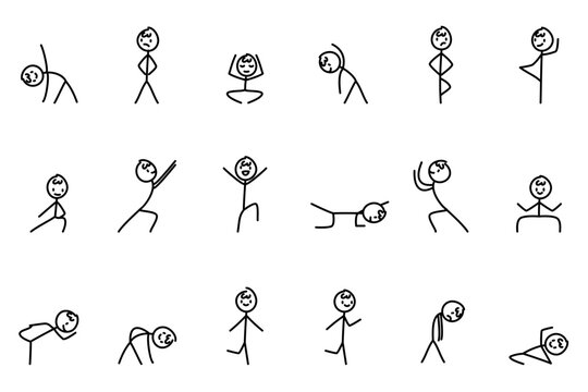 Hand Drawn Stickman Set Vector Illustration.