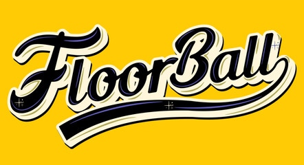 Floorball retro Word,Floorball vintage Word.