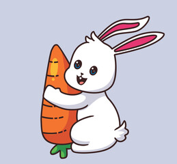 rabbit eating a carrot cartoon illustration