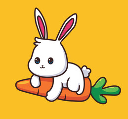 rabbit riding a carrot cartoon illustration