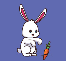 rabbit see a carrot cartoon illustration