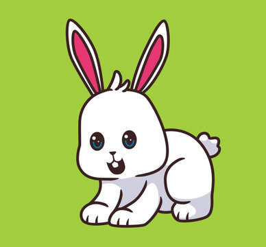 cute rabbit pose cartoon illustration