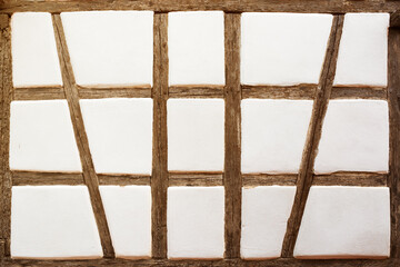 Half-timbered house pattern from Alsace, France - obrazy, fototapety, plakaty