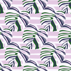 Monstera leaf tropical seamless pattern. palm leaves endless background. Botanical wallpaper.