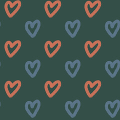 Heart shape seamless pattern doodle abstract background illustration for digital and print materials.