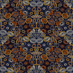 Hand drawn circle shapes seamless pattern. Decorative kaleidoscope mosaic ornament.