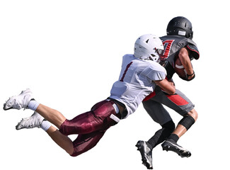 Fototapeta na wymiar Young athletic tackle football players making great plays during a game