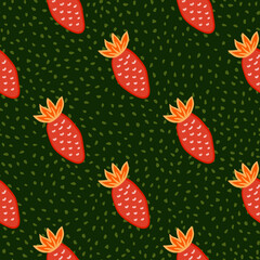Hand drawn strawberries wallpaper.Doodle strawberry seamless pattern. Fruits backdrop.