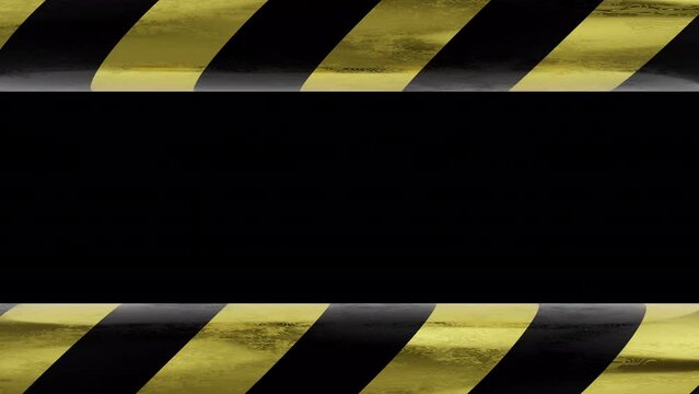 Loop of warning hazard chrome pattern in yellow and black color. Alpha Channel
