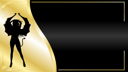 elegant luxury golden halloween pretty girl invitation background card illustration in vector format