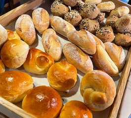 Fresh Baked soft bread rolls and hard bread rolls. Warm Fresh Buttery Rolls. good for your multimedia content background