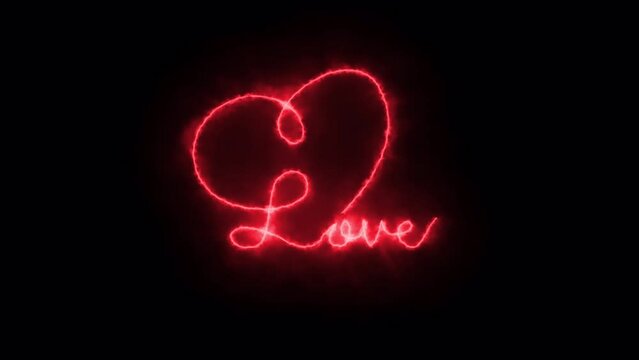 i love written heart animation