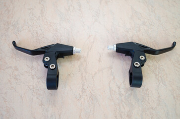 Close-up of a bicycle handbrake