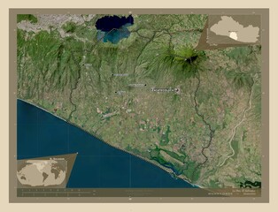 La Paz, El Salvador. High-res satellite. Labelled points of cities