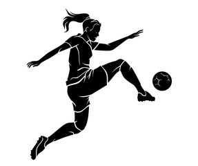 Female Soccer Sport, Leaping Ball Kick