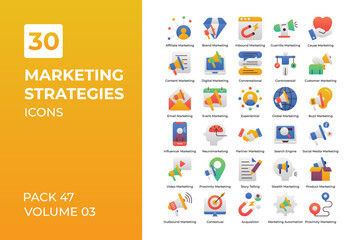 Marketing strategies icons collection.