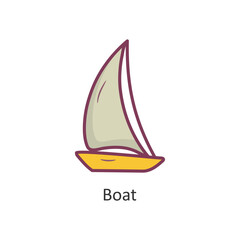 Boat Vector Filled outline Icon Design illustration. Travel Symbol on White background EPS 10 File