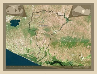 San Vicente, El Salvador. High-res satellite. Labelled points of cities