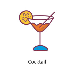 Cocktail Vector Filled outline Icon Design illustration. Travel Symbol on White background EPS 10 File