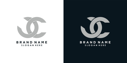 letter c and c logo design vector with icon shield creative