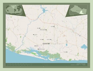 Usulutan, El Salvador. OSM. Labelled points of cities