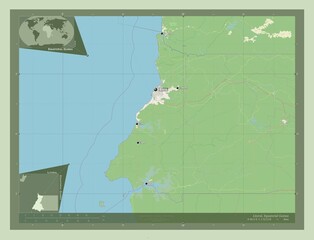 Litoral, Equatorial Guinea. OSM. Labelled points of cities