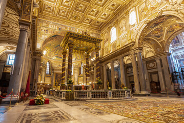 Internal View of the Pontifical Basilic Of Santa Marria Maggiore in the Center of Rome