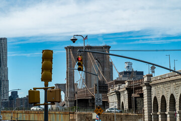  Brooklyn Bridge at midday from the Manhattan side of the bridge going to the Brooklyn Bridge