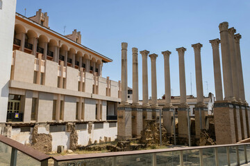 The ruins of the Roman temple in the downtown of Cordoba, Spain