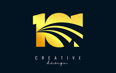 Golden Creative number 101 logo with leading lines and road concept design. Number with geometric design.