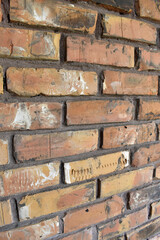 Brick and Mortar Wall Side Angle Close Up