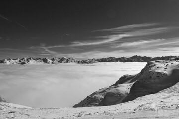 mountains and clouds